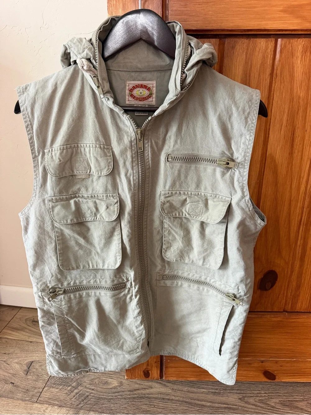 Vintage Banana Republic Mill Valley Utility Cargo Hooded Vest Multi-Pocket Small